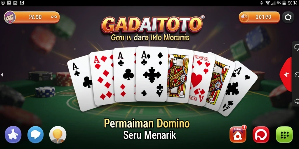Tampilan layar permainan GADAITOTO dengan gameplay Domino yang menarik.