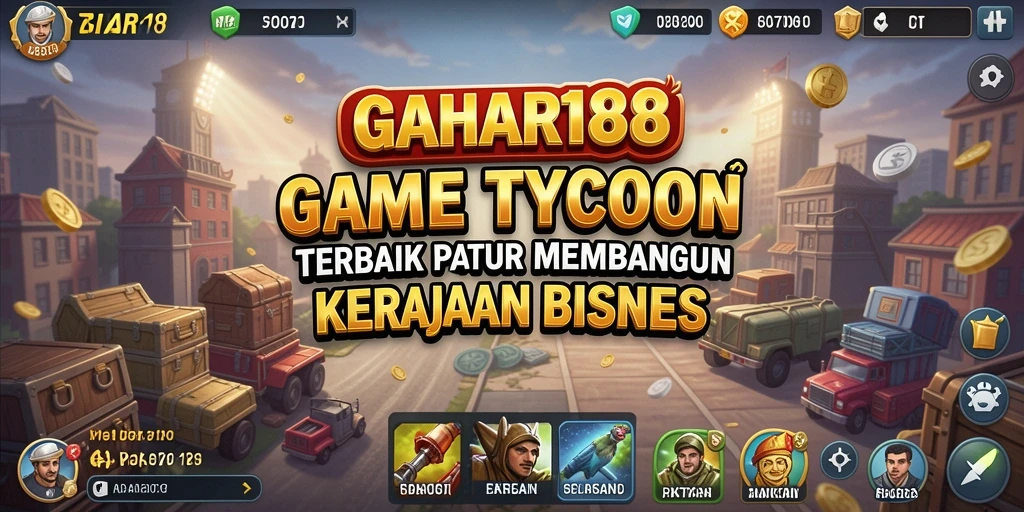 Tampilan gameplay GAHAR188 yang menampilkan aktivitas manajemen bisnis.