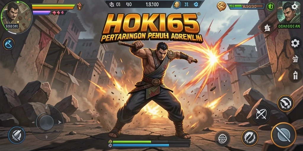 Gameplay intens yang menampilkan pertarungan karakter di HOKI65.