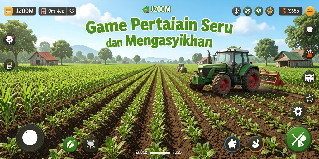 Tangkapan layar J200M menampilkan gameplay pertanian yang menarik dan interaktif.