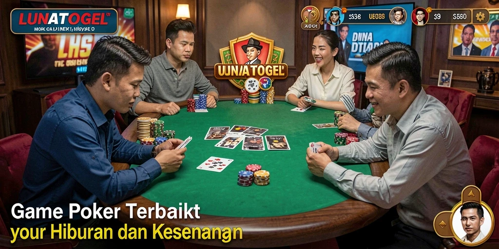 Screenshot gameplay LUNATOGEL saat permainan Poker berlangsung.