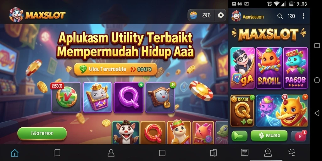 Tampilan interface intuitif dari aplikasi MAXSLOT yang memudahkan pengguna.