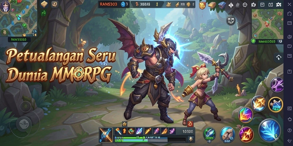 Screenshot gameplay RANS303 menampilkan aksi seru dalam pertarungan MMORPG.