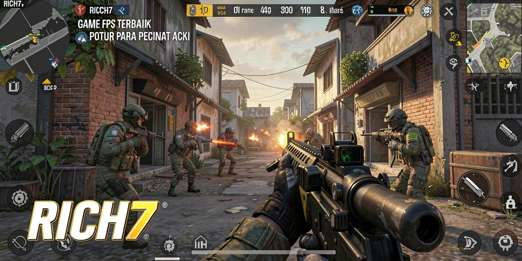 Screenshot menunjukkan aksi seru gameplay di RICH7.