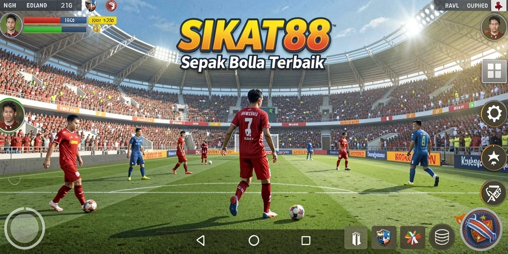 Tangkapan layar gameplay SIKAT88 menampilkan aksi lapangan sepak bola yang mendebarkan.