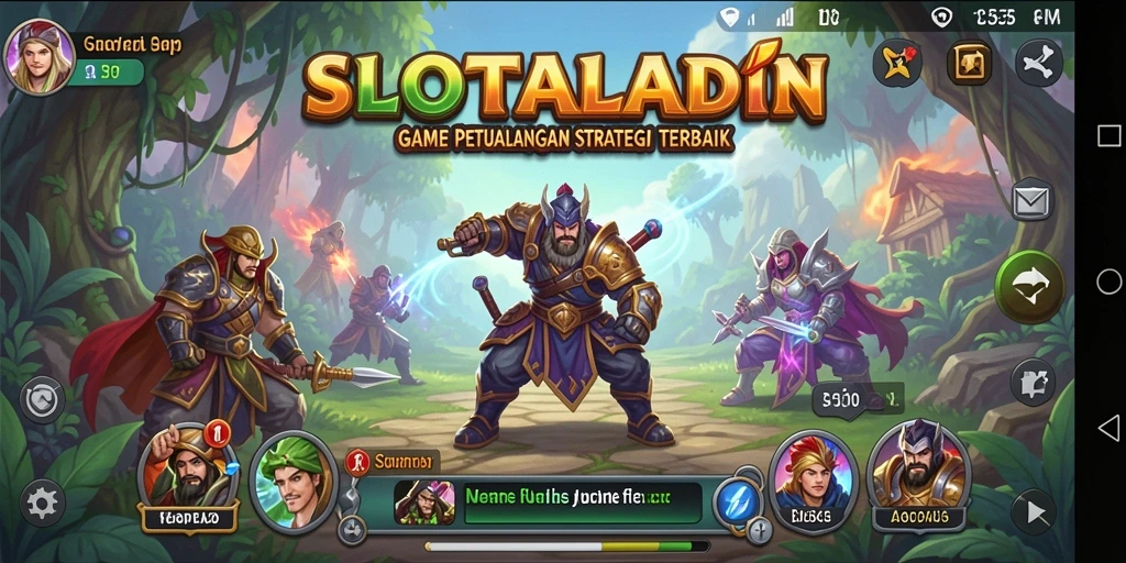 Screenshot utama menampilkan pertempuran epik di SLOTALADIN.