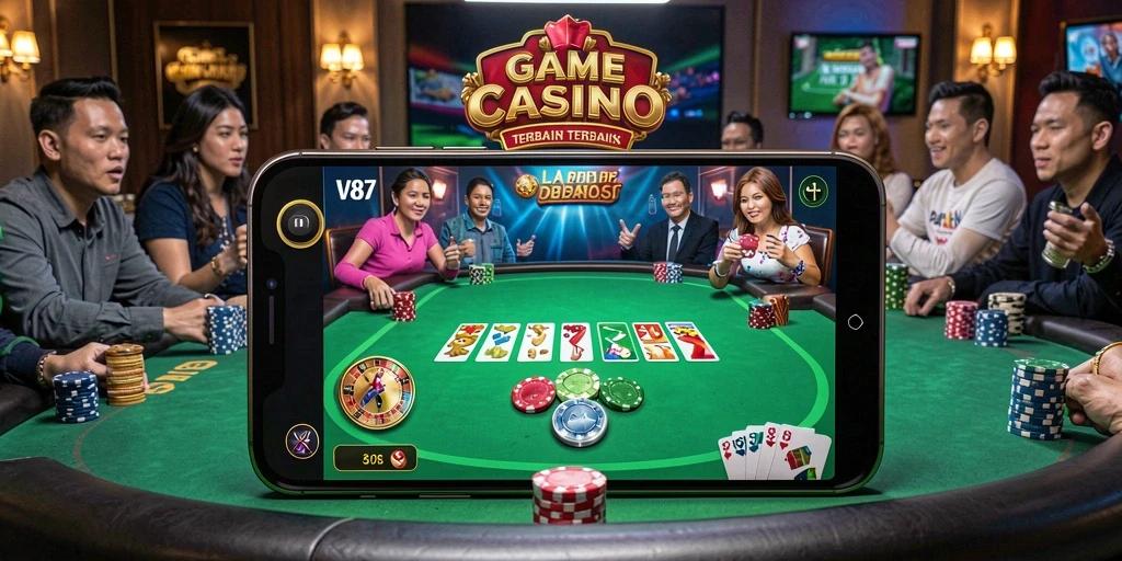 Tampilan gameplay Live Casino yang menarik dan interaktif di V87.